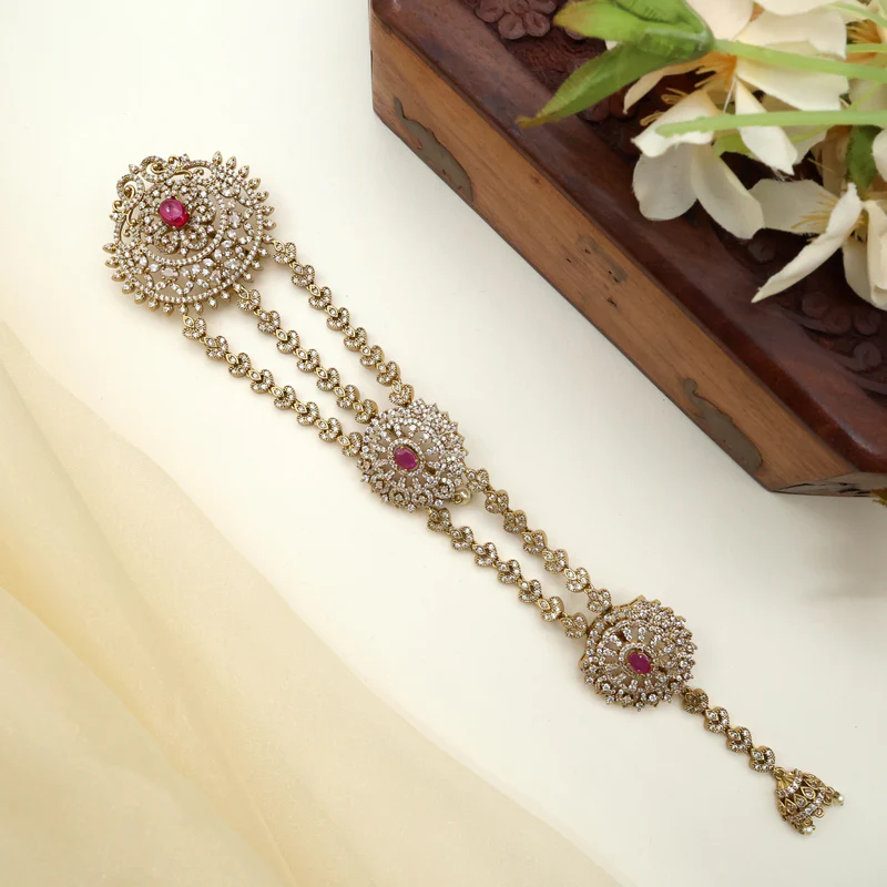 Diamond Look AD 3 Step Bridal Choti Jada Billai